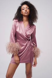  Blush Stargazing Silk Kimono Robe Amoralle