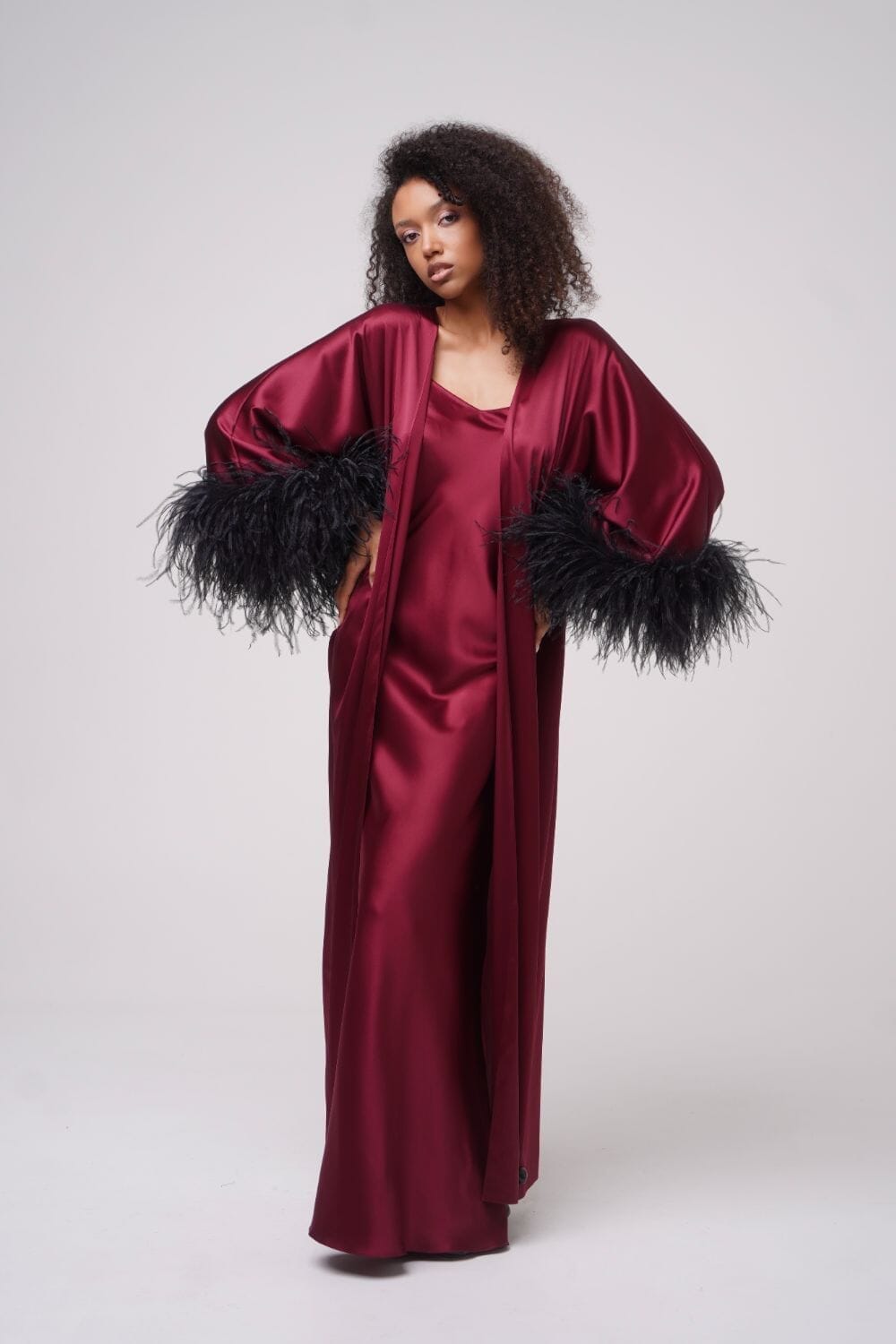  Burgundy Silk Thalassic Robe Amoralle