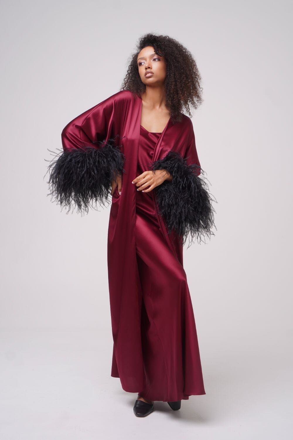  Burgundy Silk Thalassic Robe Amoralle