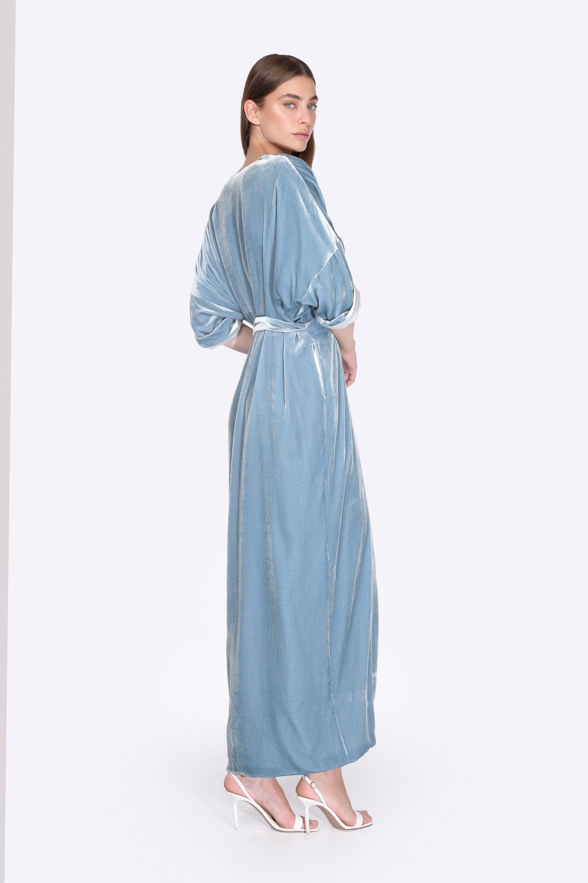  Celestial Silk Velvet Powder Blue Robe Product Amoralle