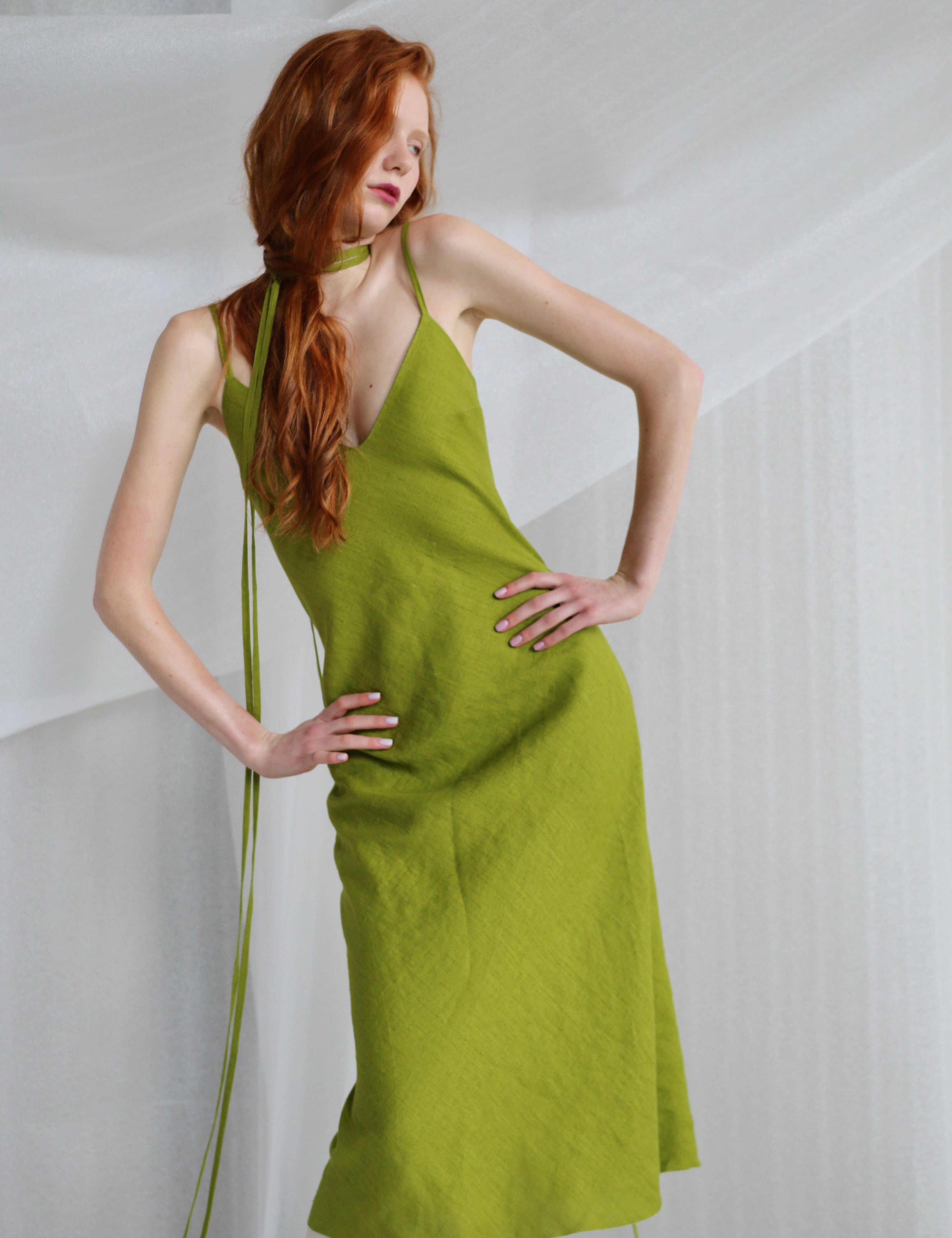  Citrine Linen Midi Slip Product Amoralle