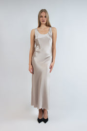 Cute Silk Double Dress Beige Product Amoralle