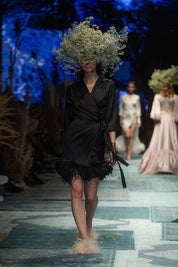  Feathered Kiss Robe Black Amoralle