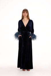  Feathered Velvet Kimono Product Amoralle