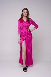  Fuchsia Let Your Love Silk Robe Amoralle