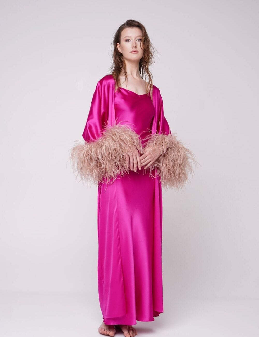  Fuchsia Silk Thalassic Robe Amoralle