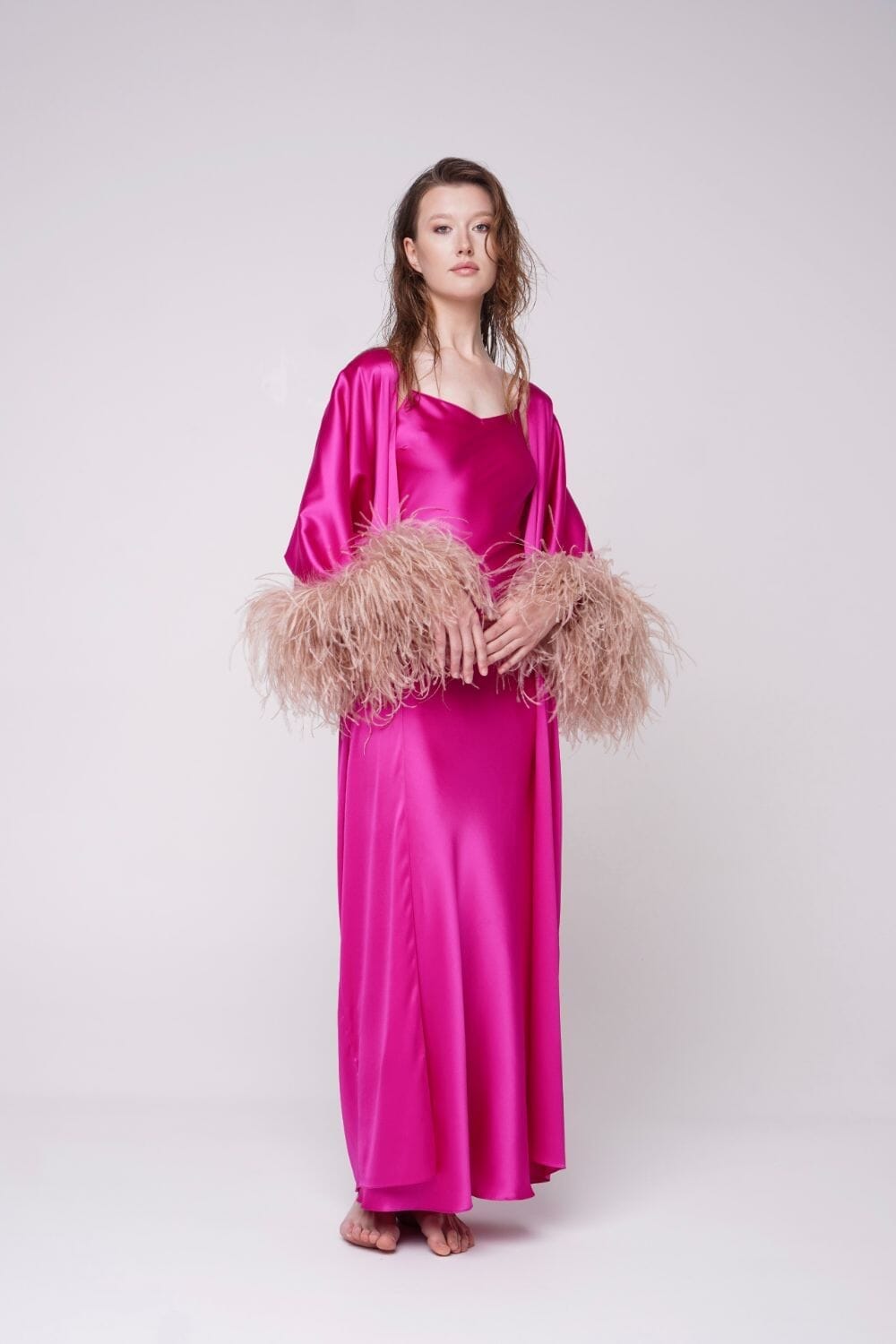  Fuchsia Silk Thalassic Robe Amoralle