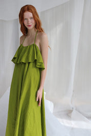  Green Linen Midi Dress Product Amoralle