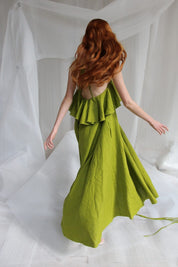  Green Linen Midi Dress Product Amoralle