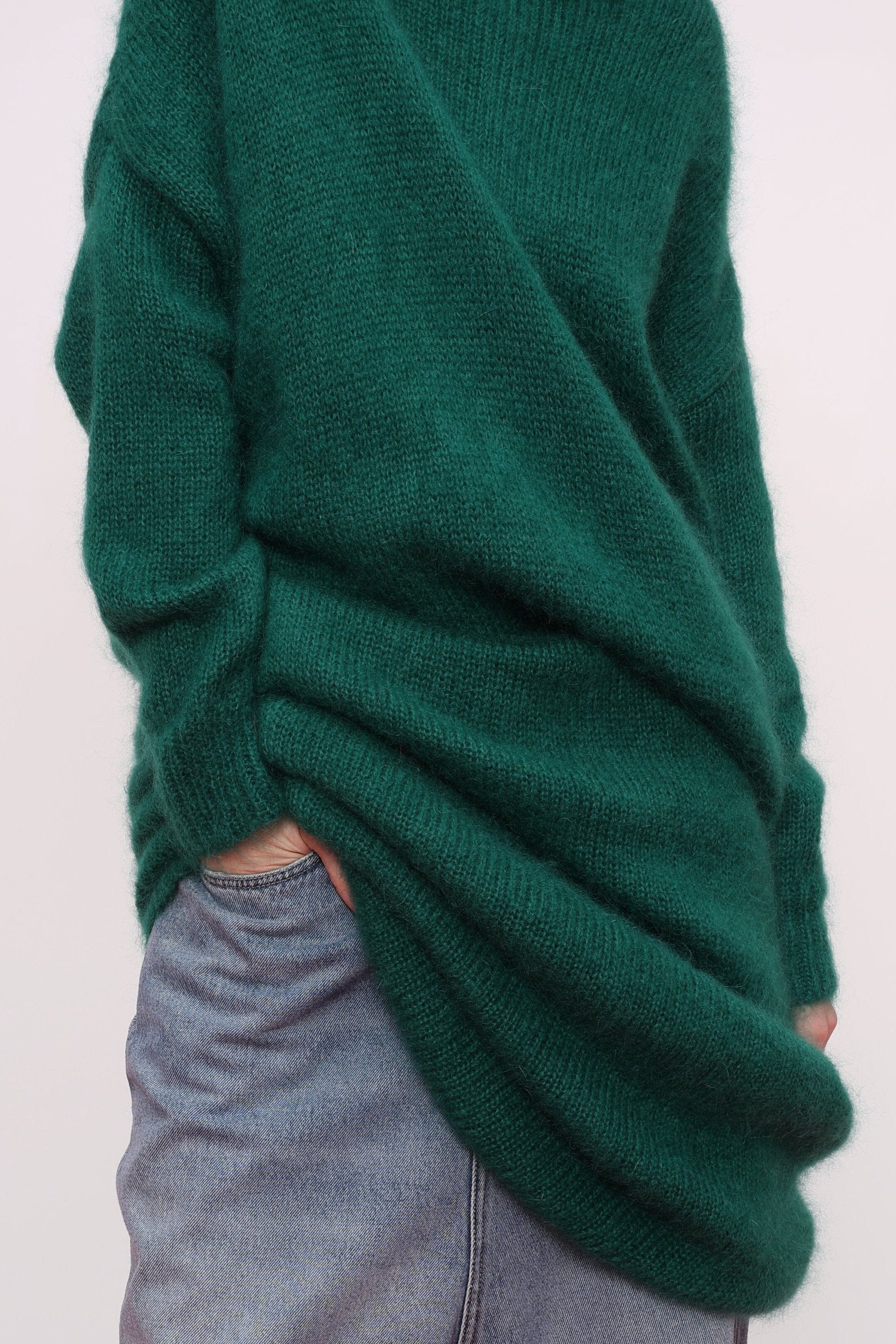  Green Mohair Knit Turtleneck Maxi Dress Product Amoralle