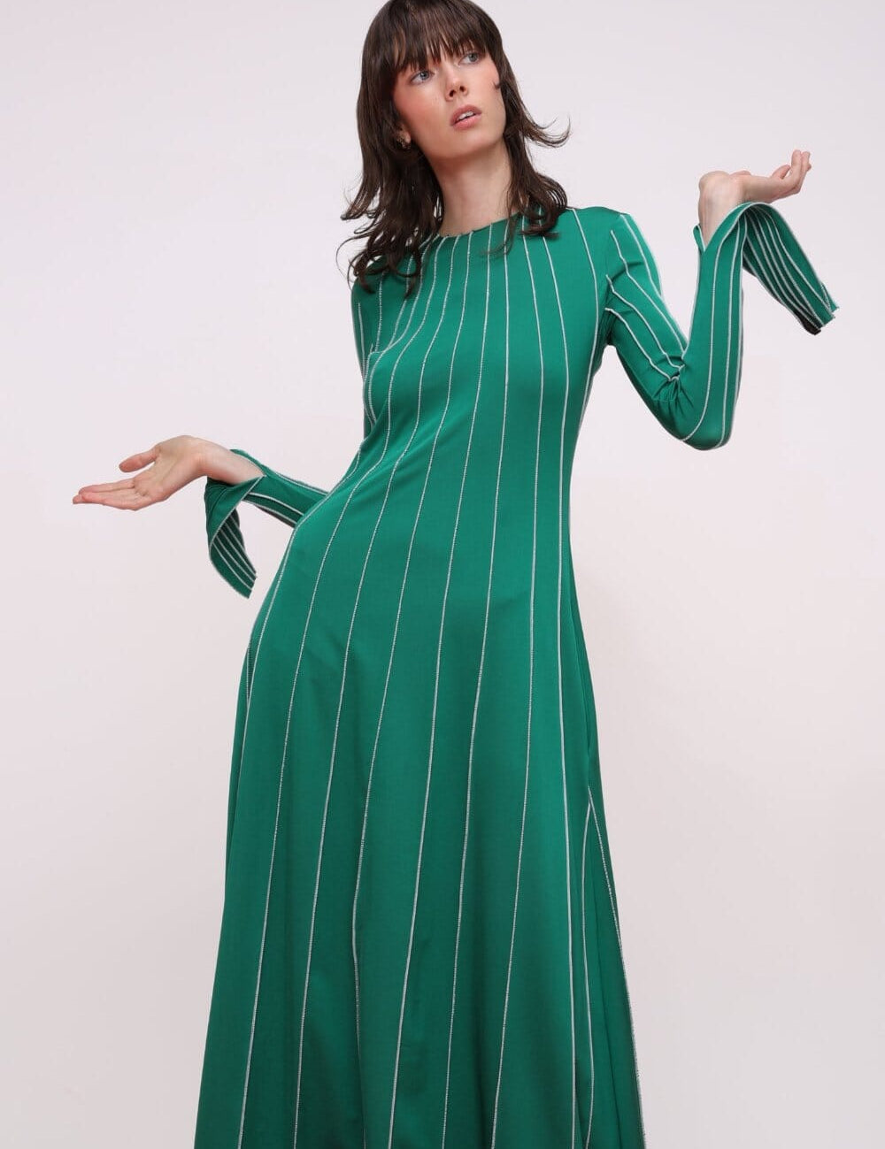  Green Stitch Detail Maxi Dress Product Amoralle
