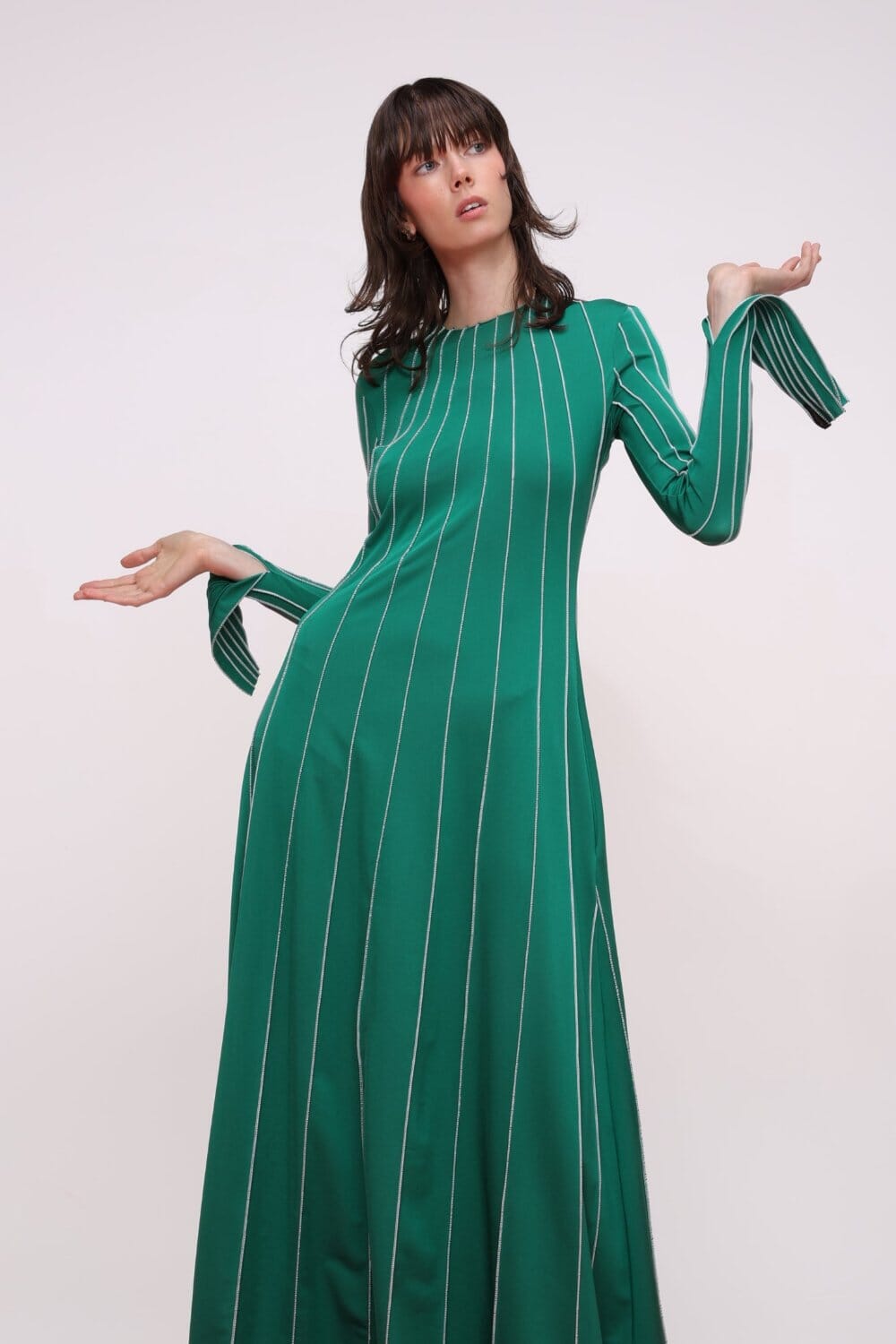  Green Stitch Detail Maxi Dress Product Amoralle