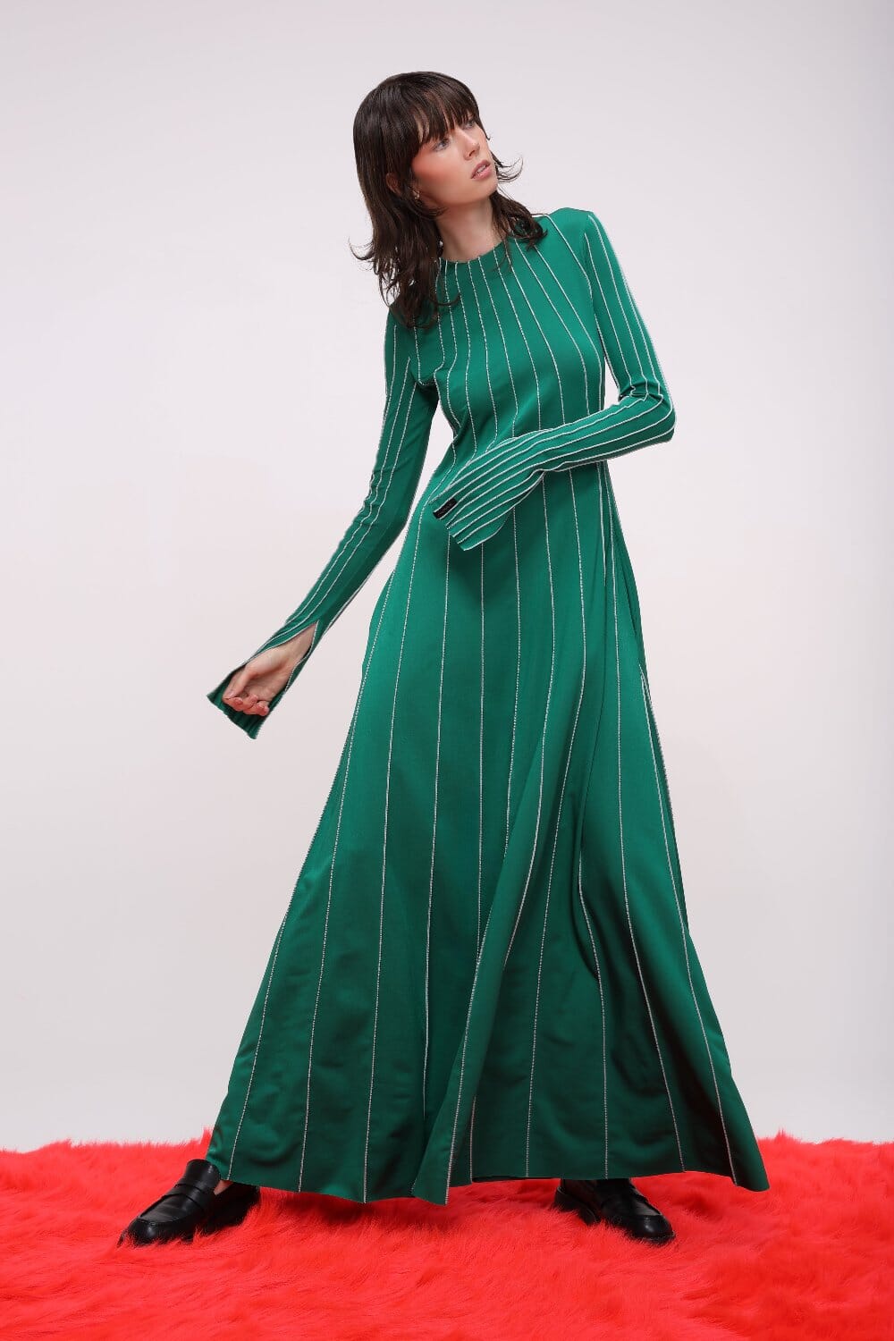  Green Stitch Detail Maxi Dress Product Amoralle