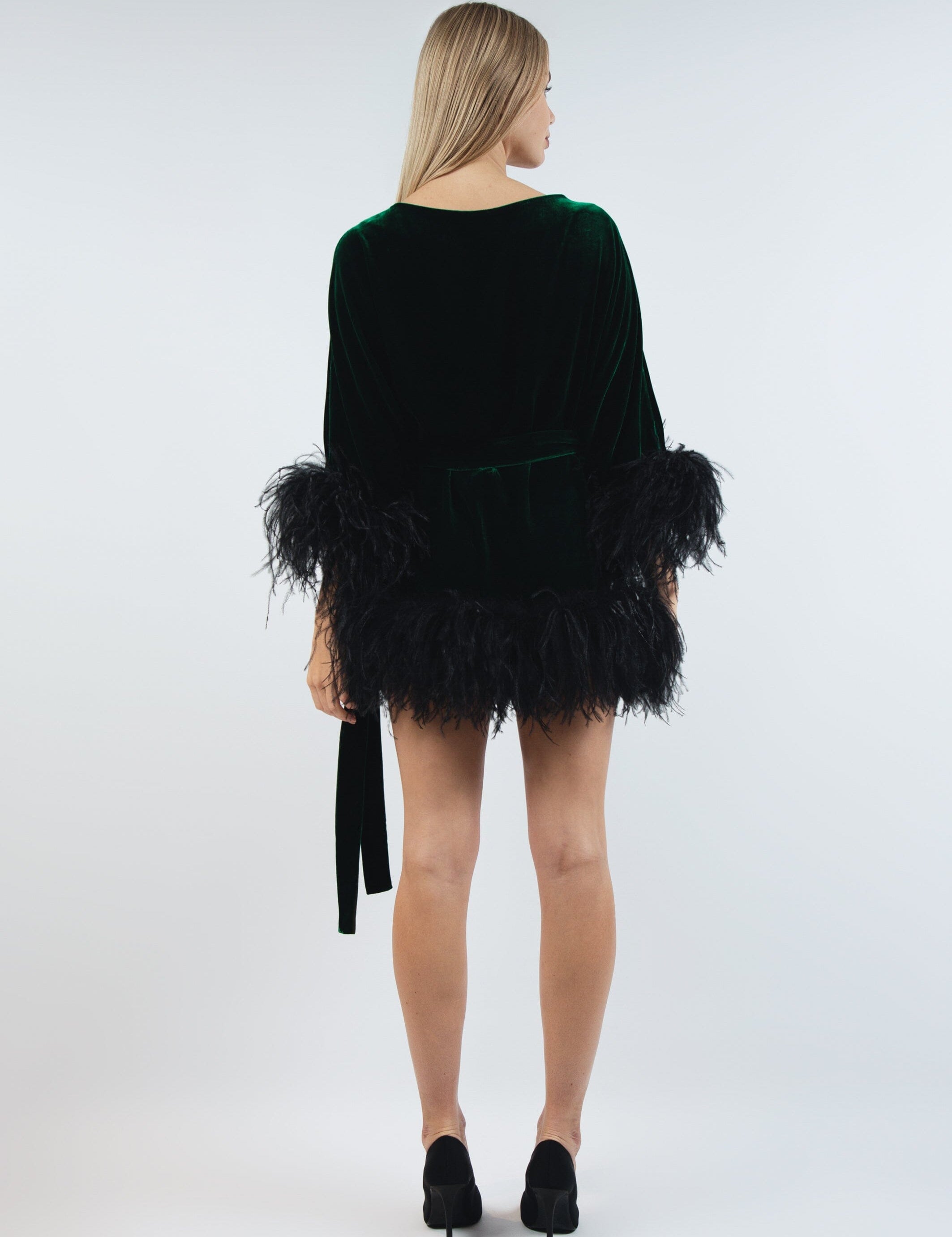  I Love With My Heart Silk Robe Dark Green Product Amoralle