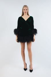  I Love With My Heart Silk Robe Dark Green Product Amoralle