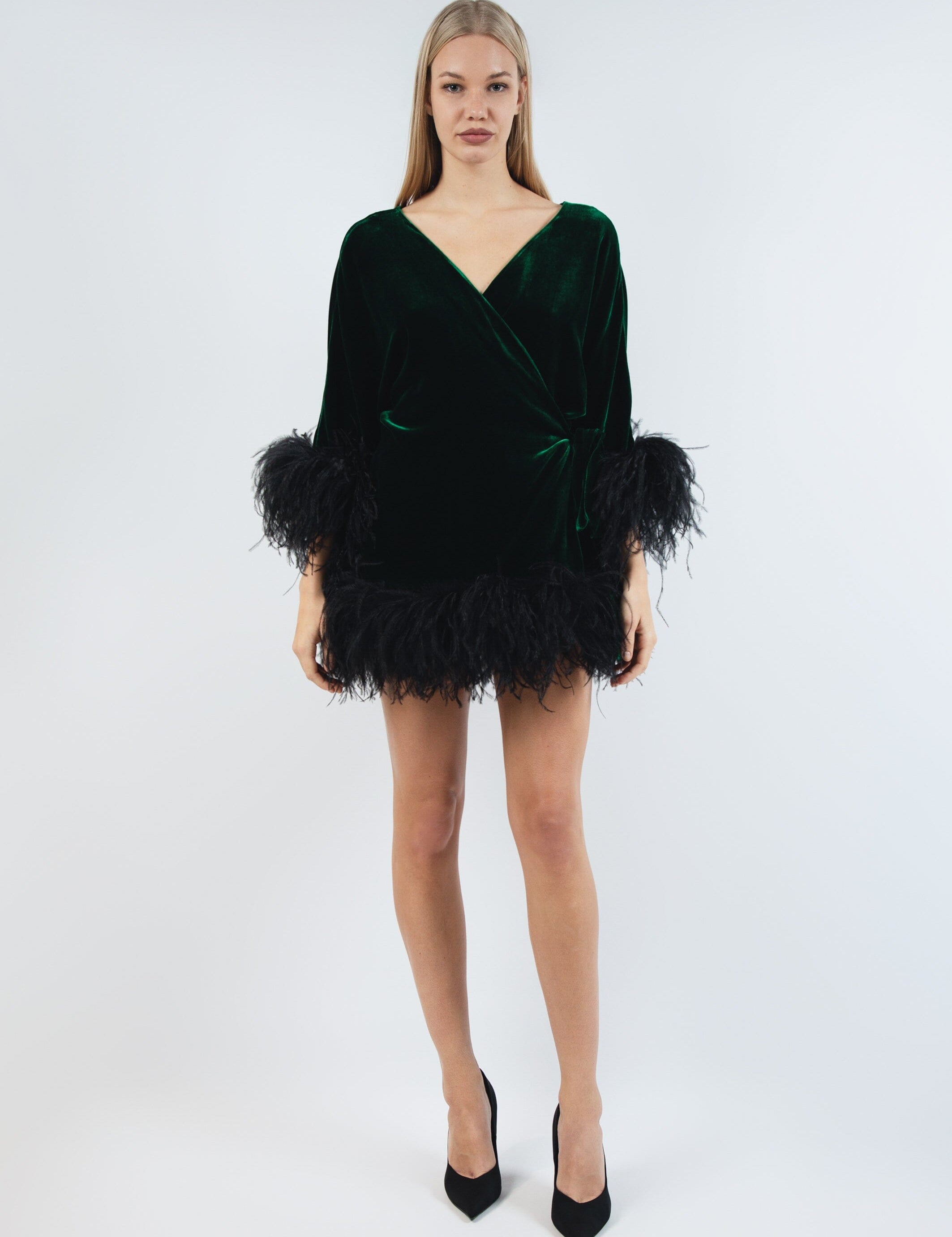  I Love With My Heart Silk Robe Dark Green Product Amoralle