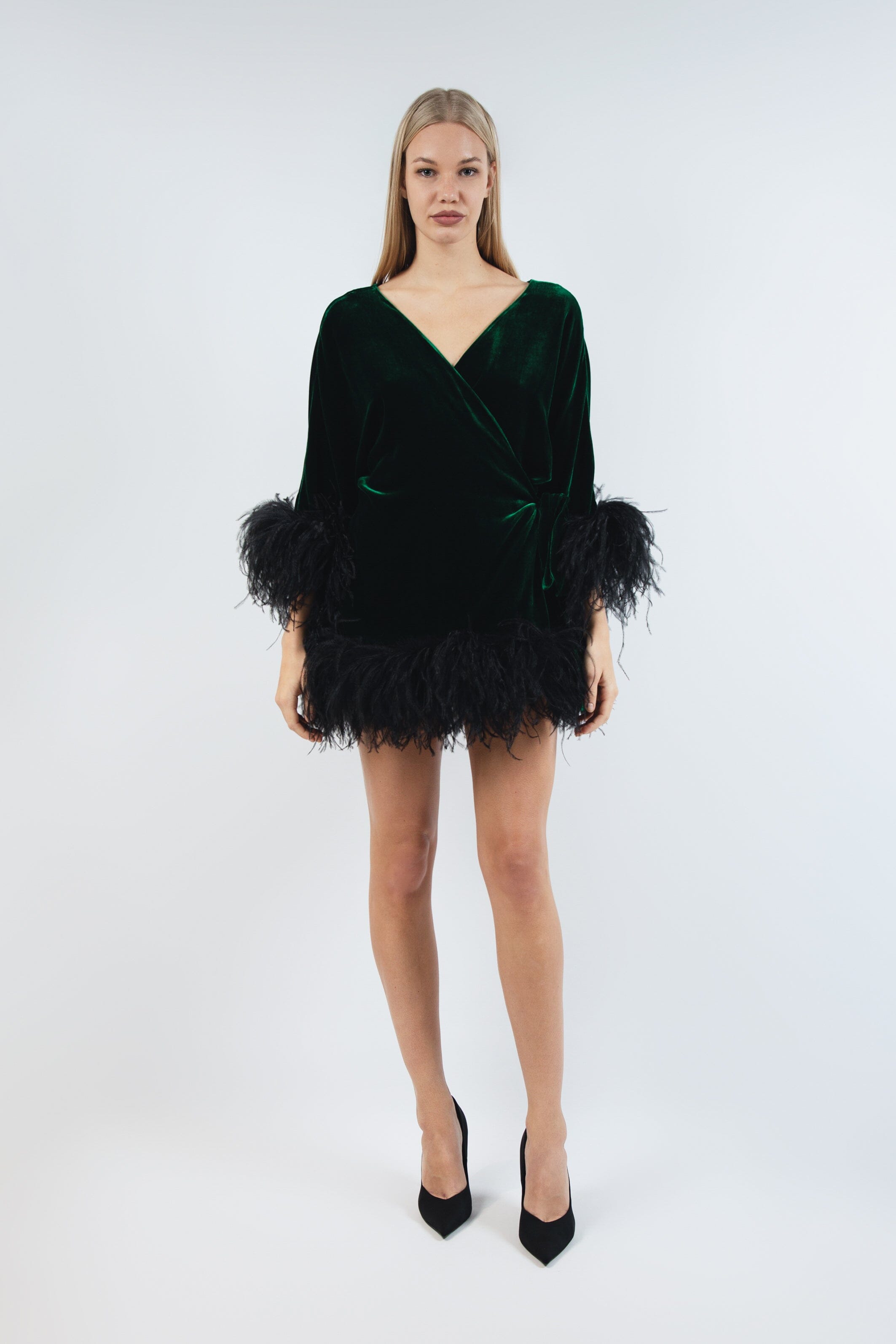  I Love With My Heart Silk Robe Dark Green Product Amoralle