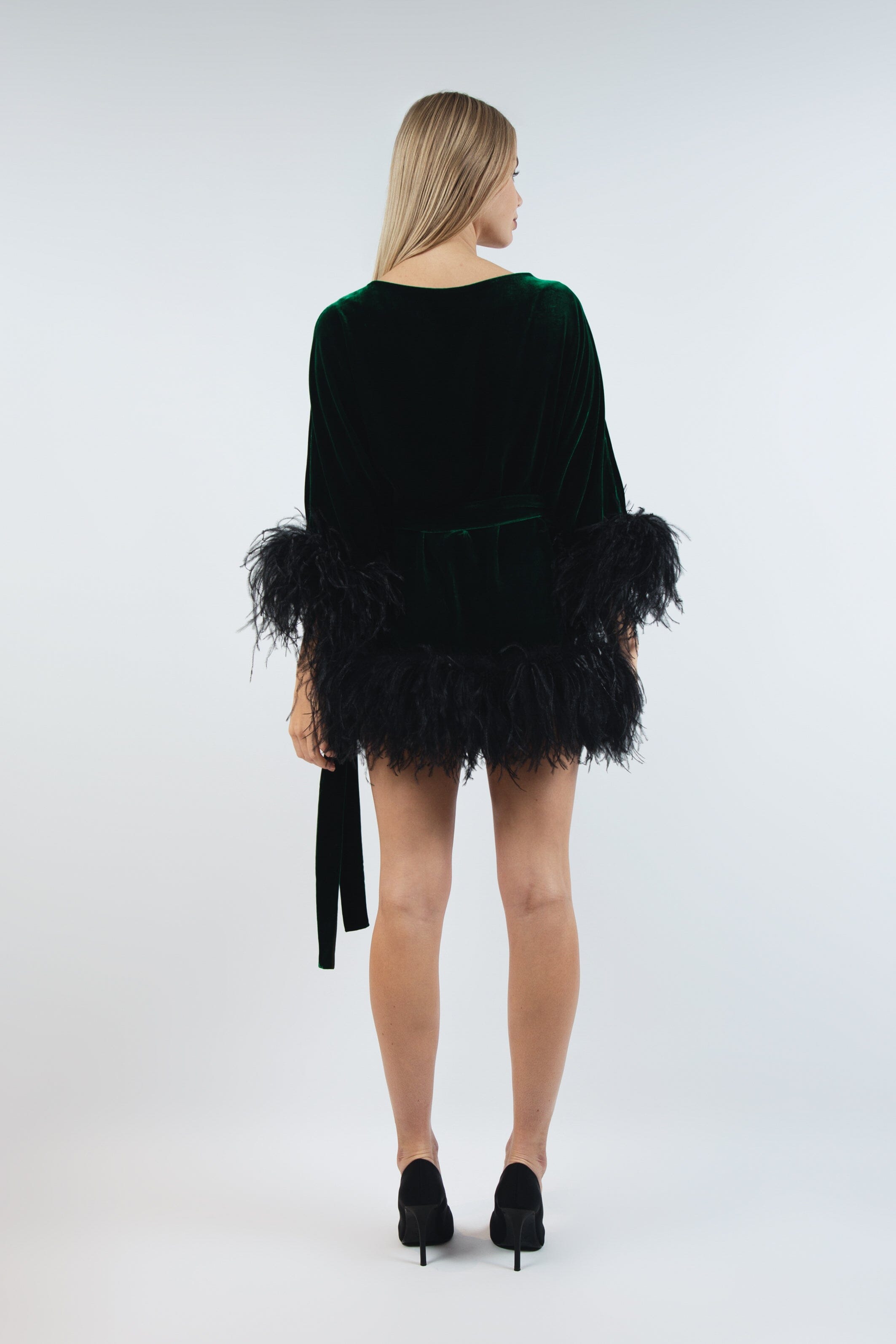  I Love With My Heart Silk Robe Dark Green Product Amoralle