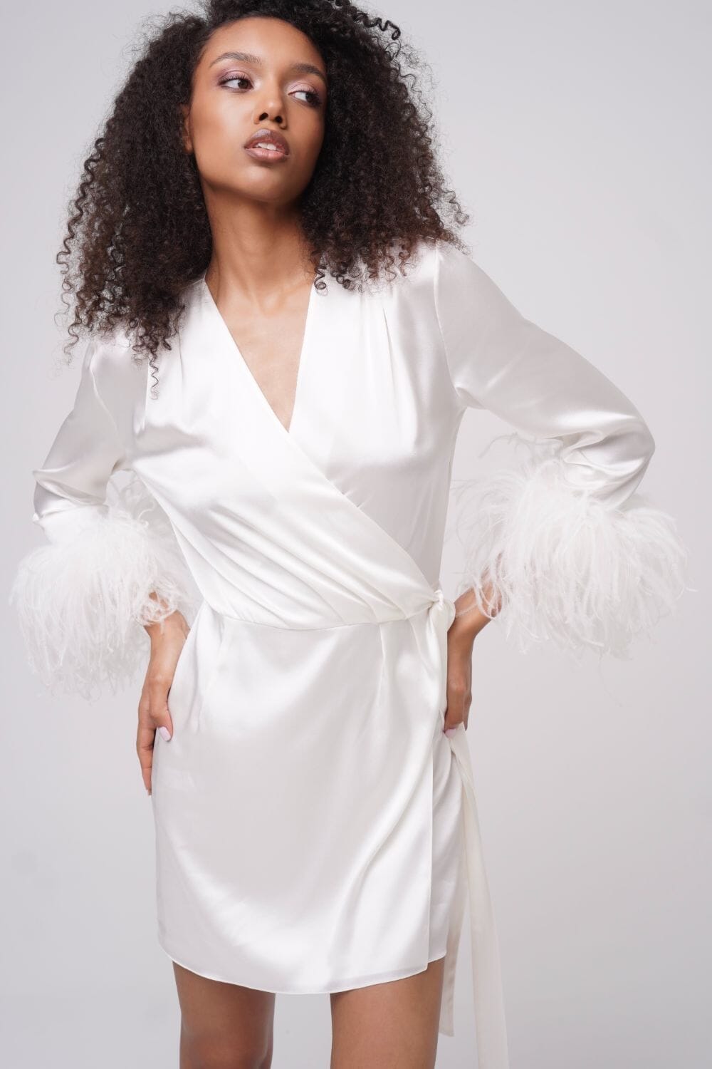  Ivory Stargazing Silk Kimono Robe Amoralle