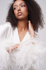  Ivory Stargazing Silk Kimono Robe Amoralle