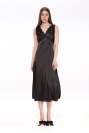  Lace-Trimmed Satin Dress Product Amoralle