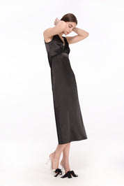  Lace-Trimmed Satin Dress Product Amoralle