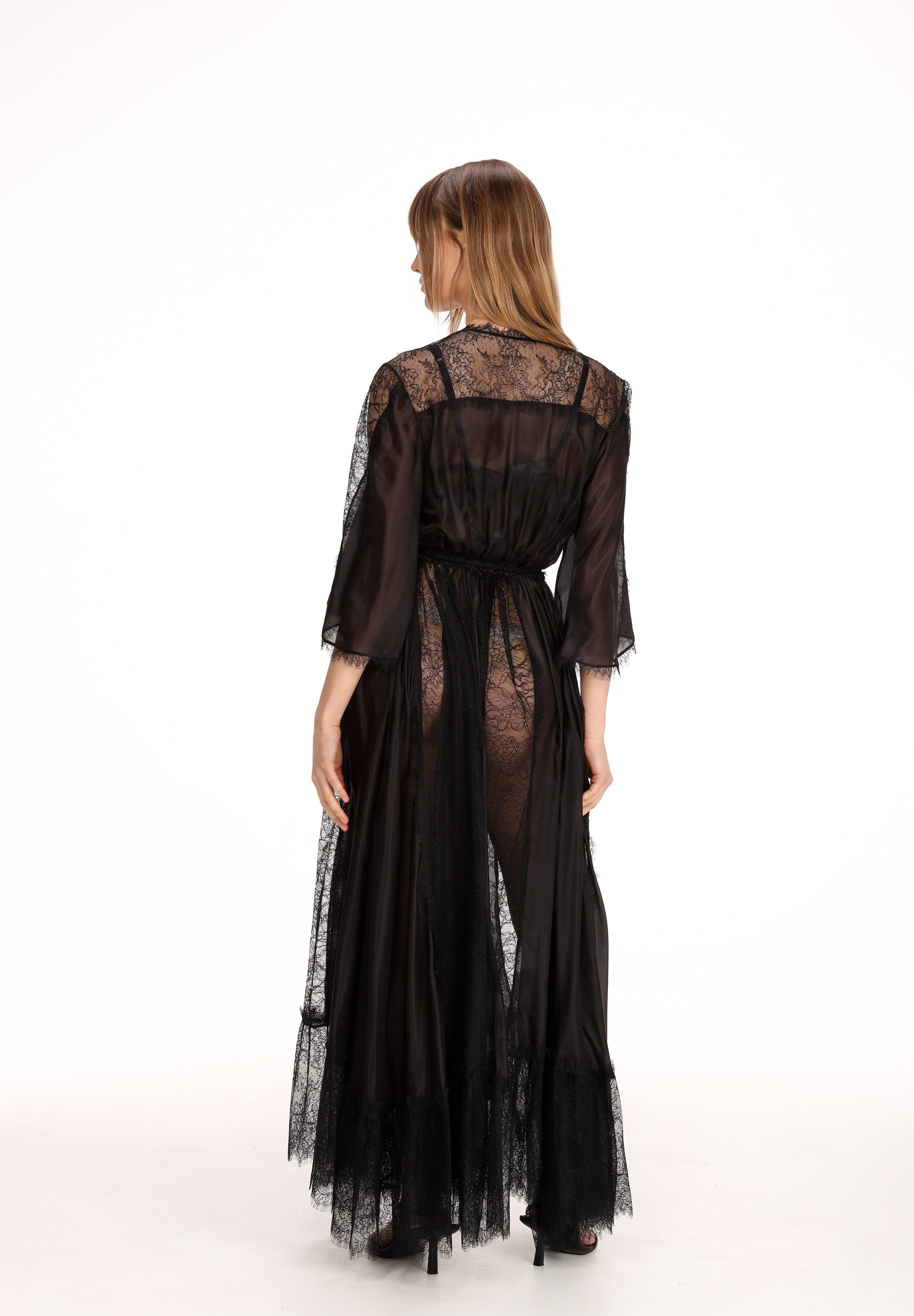  Lace Wrap Dress in Black Product Amoralle