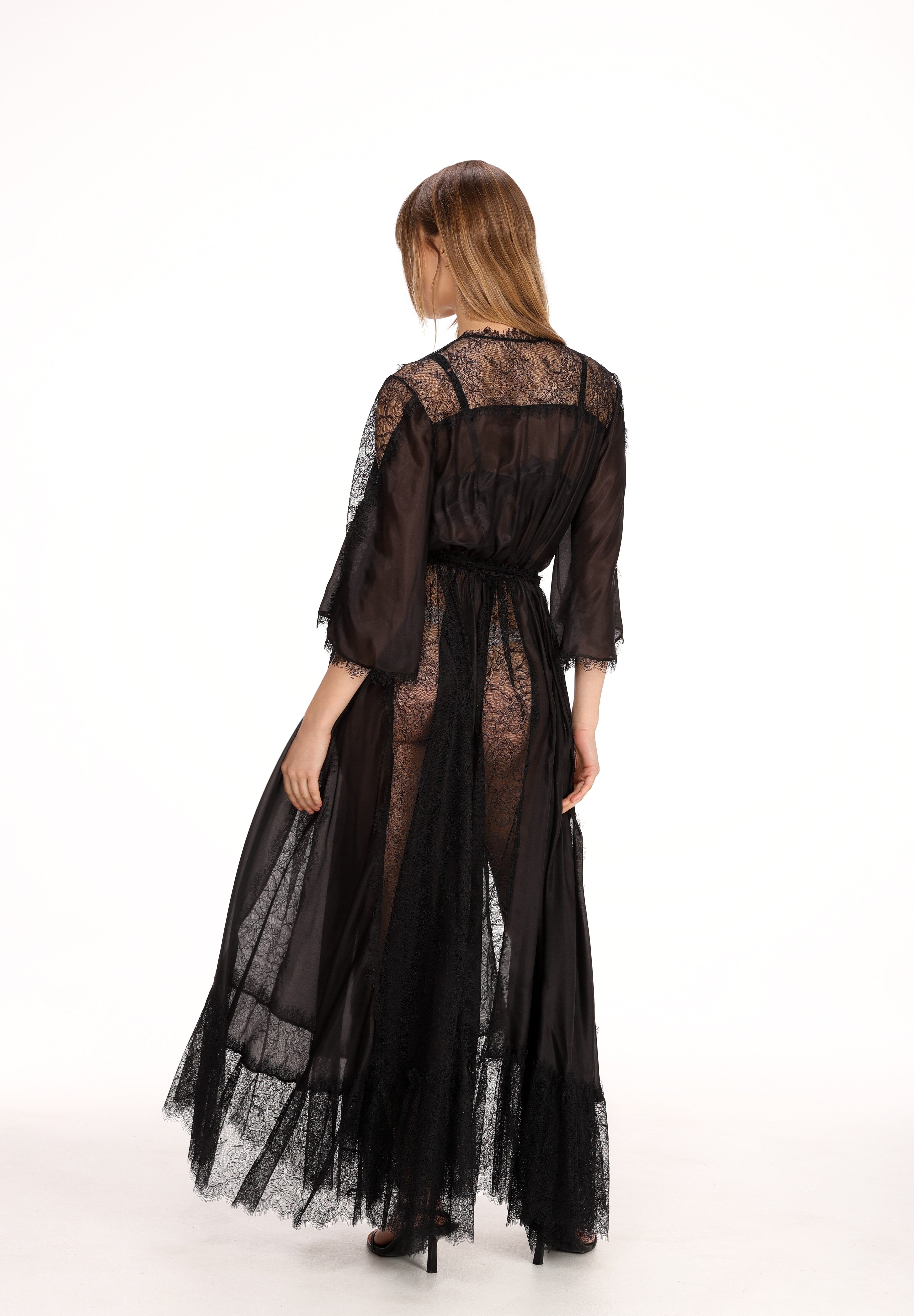  Lace Wrap Dress in Black Product Amoralle
