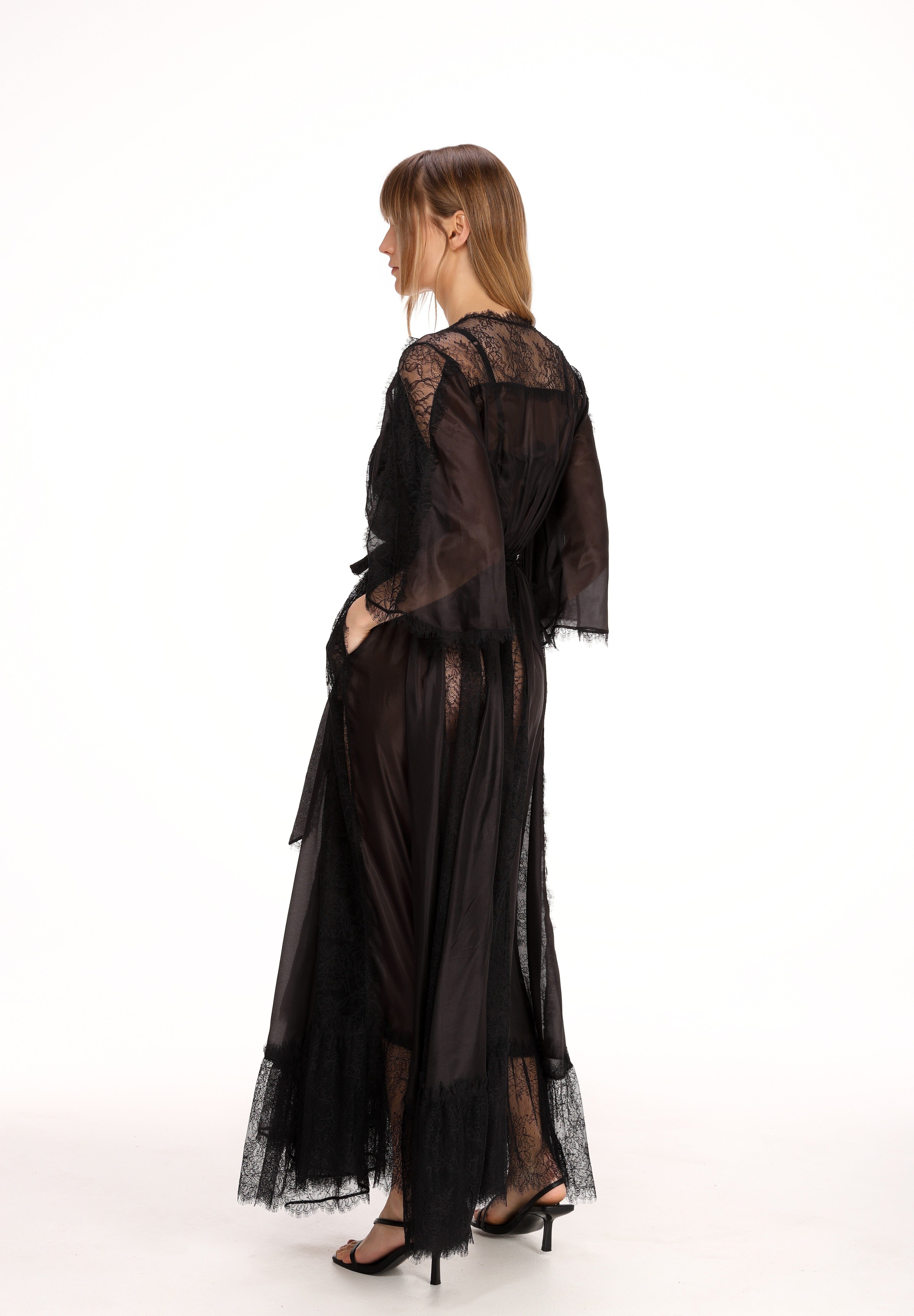  Lace Wrap Dress in Black Product Amoralle