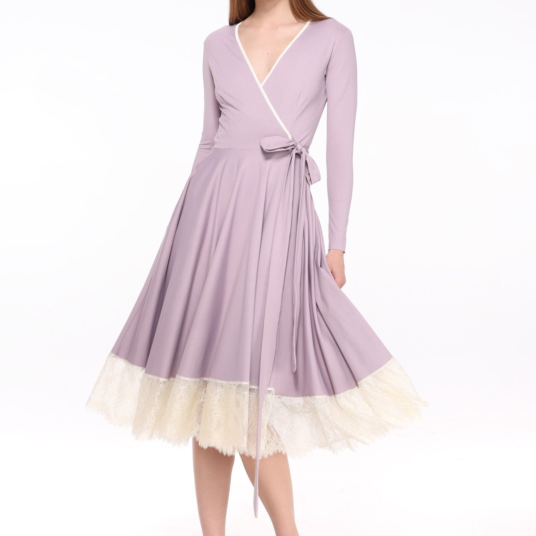  Lavender Dress with Lace Hem Product Amoralle