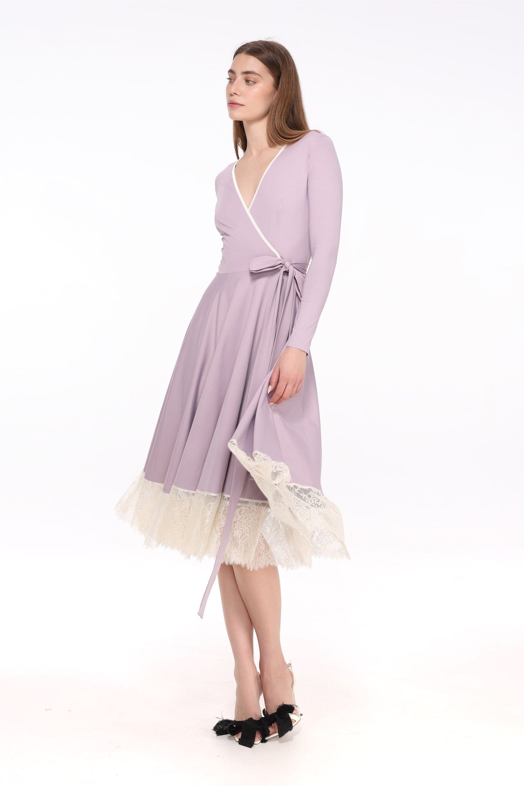  Lavender Dress with Lace Hem Product Amoralle