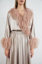  Lift Me Up Silk Robe Beige Product Amoralle