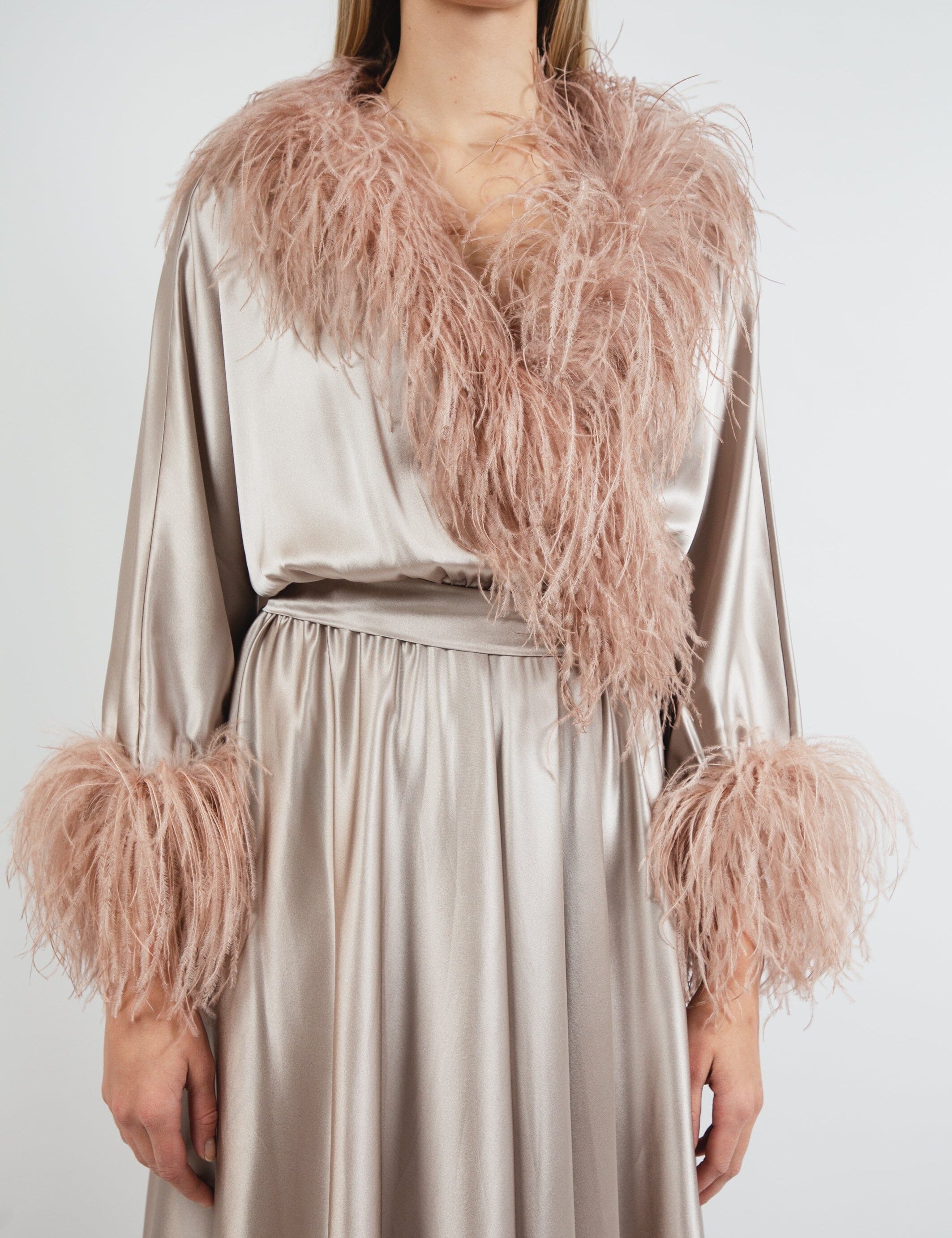  Lift Me Up Silk Robe Beige Product Amoralle