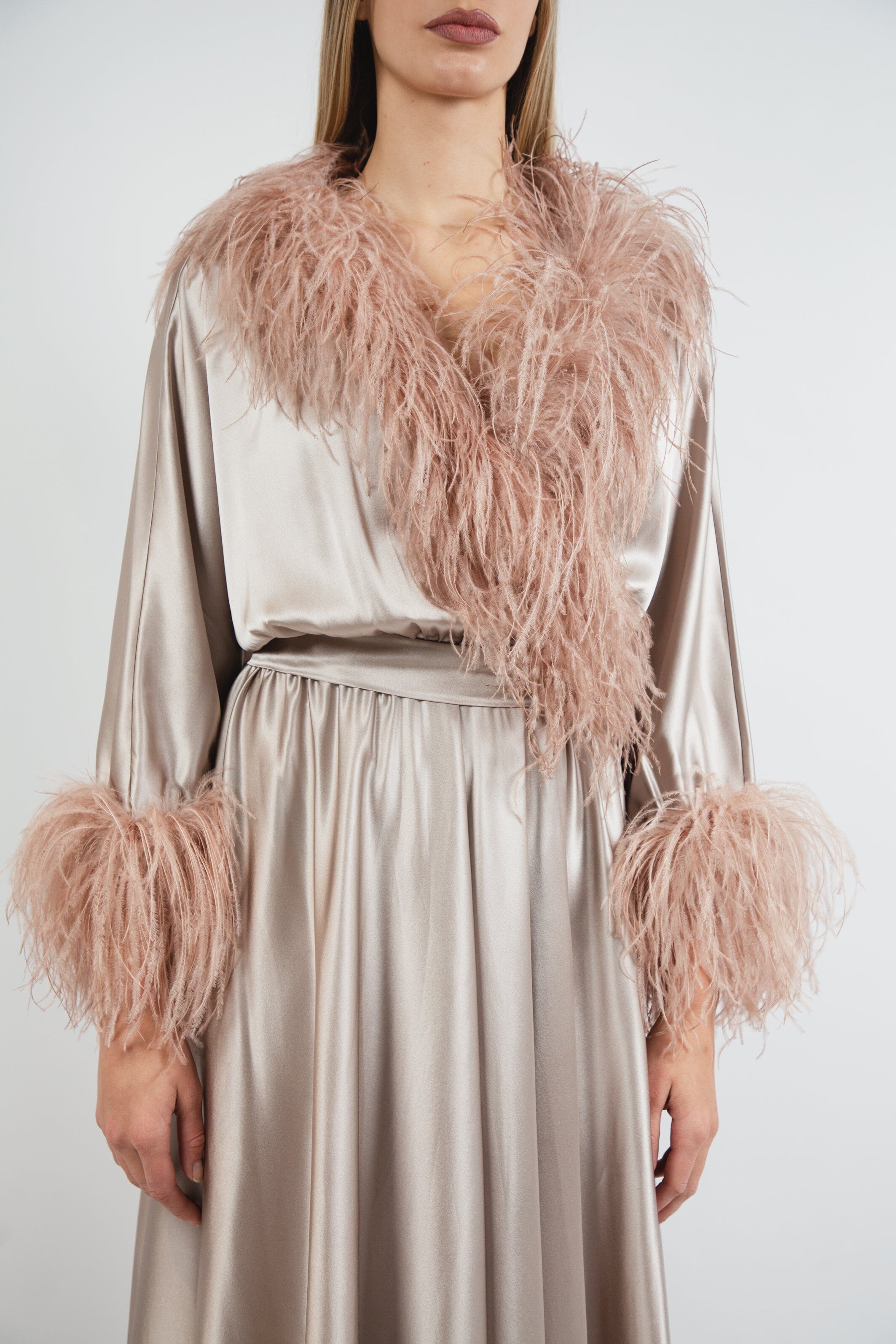  Lift Me Up Silk Robe Beige Product Amoralle