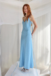  Light Blue Linen Maxi Slip Product Amoralle