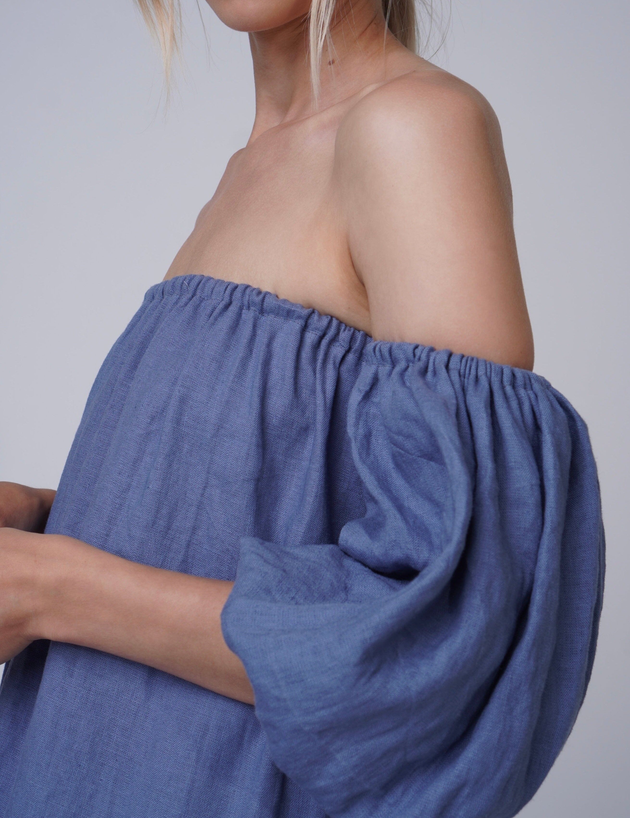  Linen Blue Dress Product Amoralle