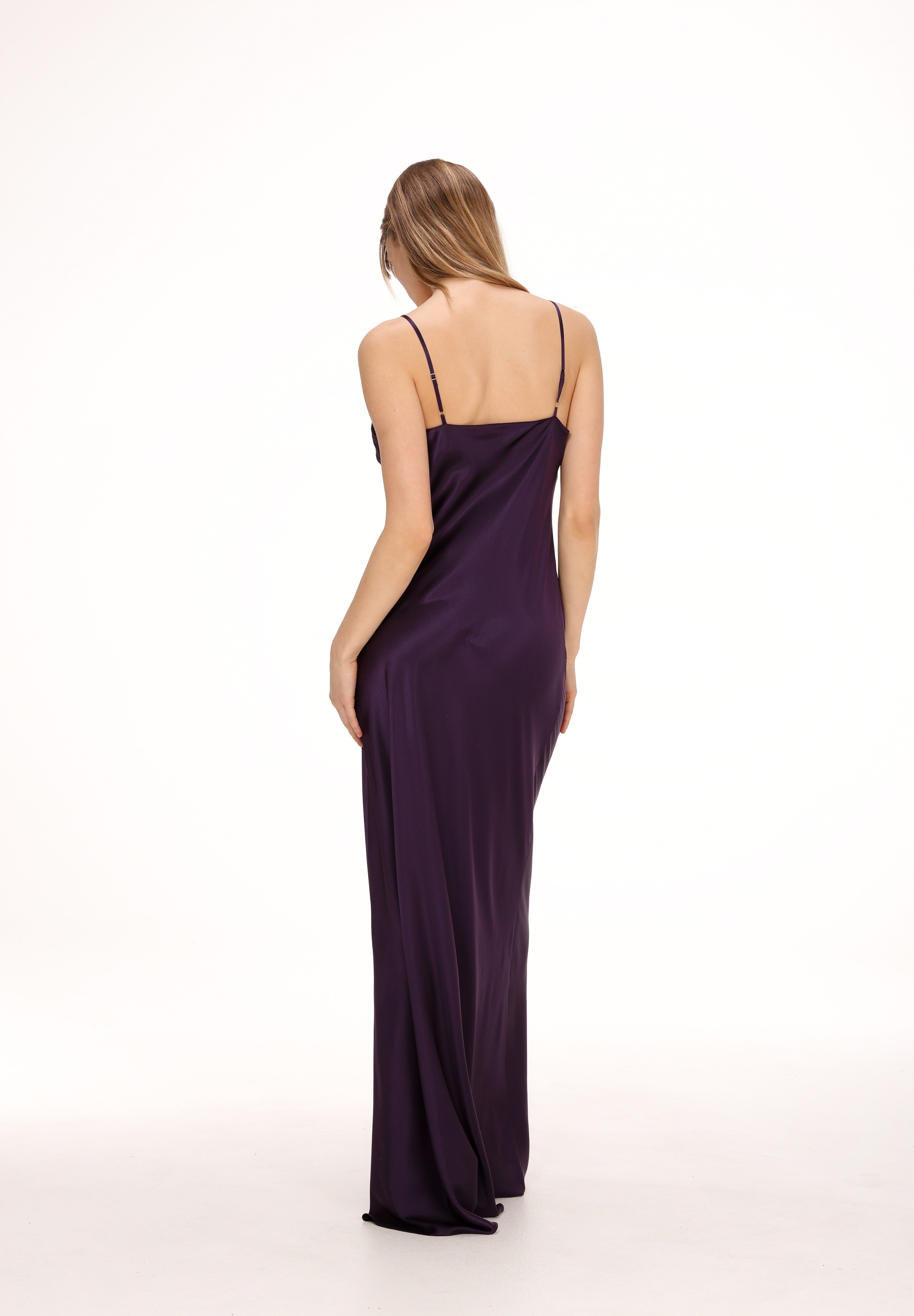  Maxi Silk Slip in Plum Product Amoralle