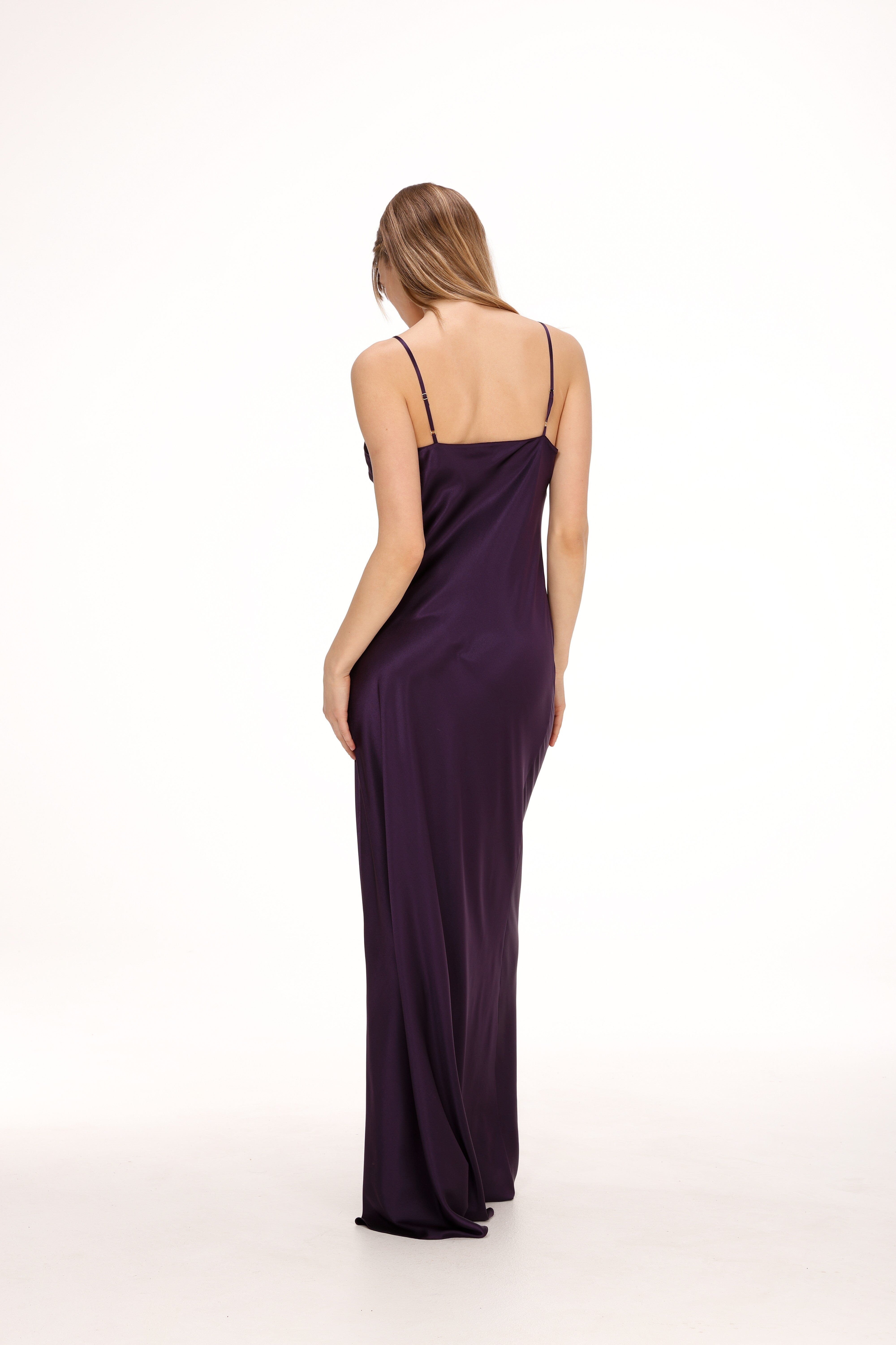  Maxi Silk Slip in Plum Product Amoralle