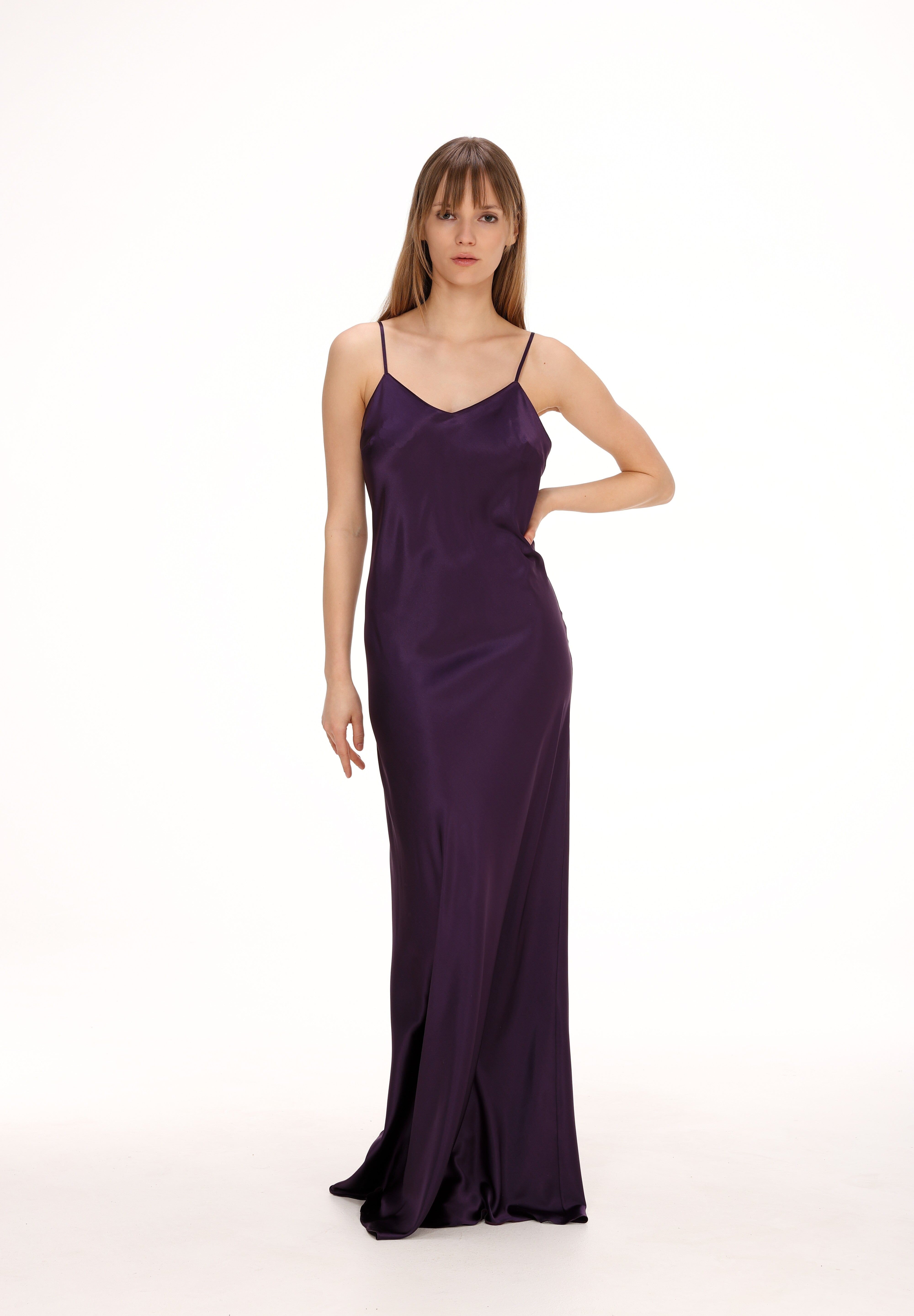  Maxi Silk Slip in Plum Product Amoralle
