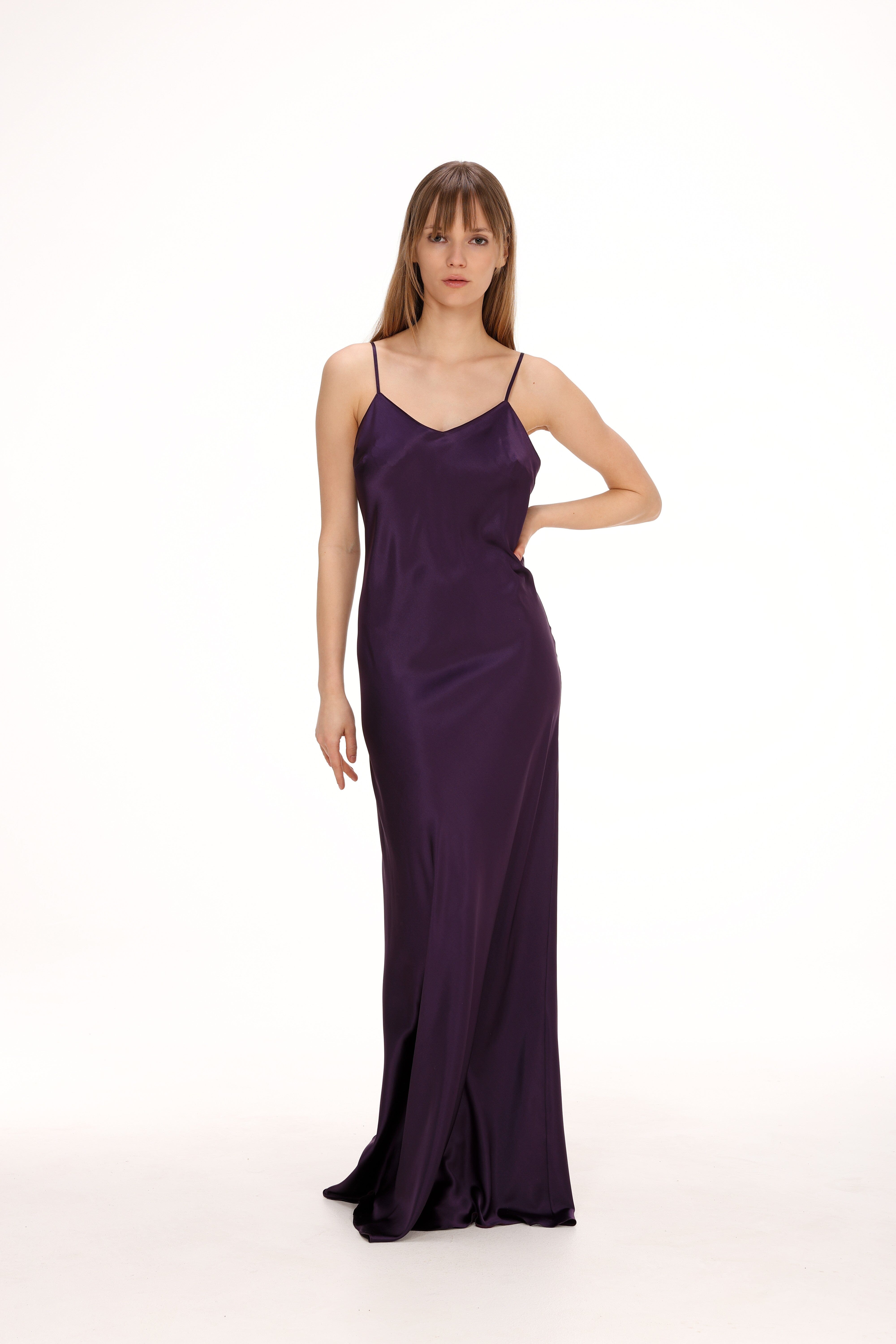  Maxi Silk Slip in Plum Product Amoralle