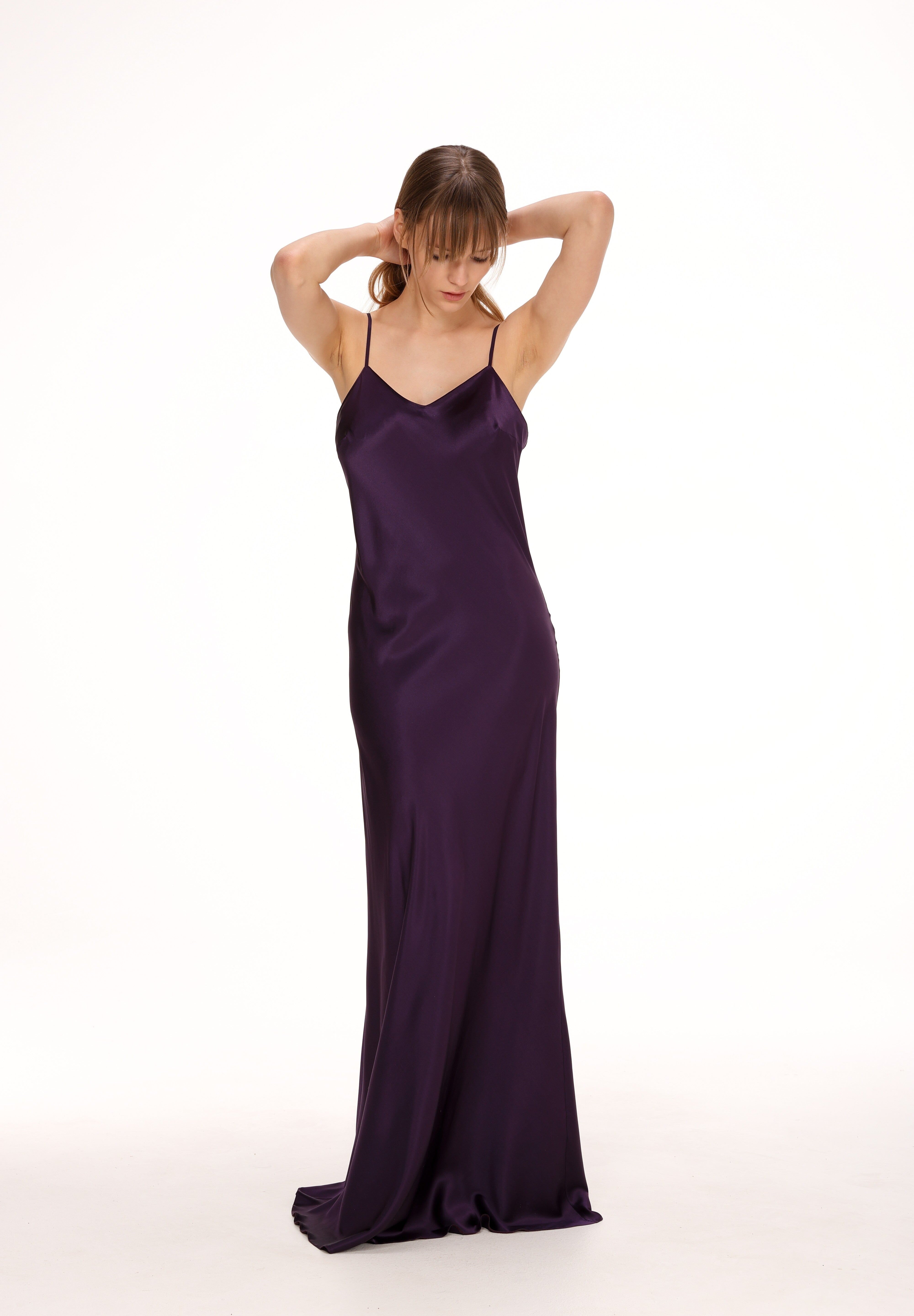  Maxi Silk Slip in Plum Product Amoralle