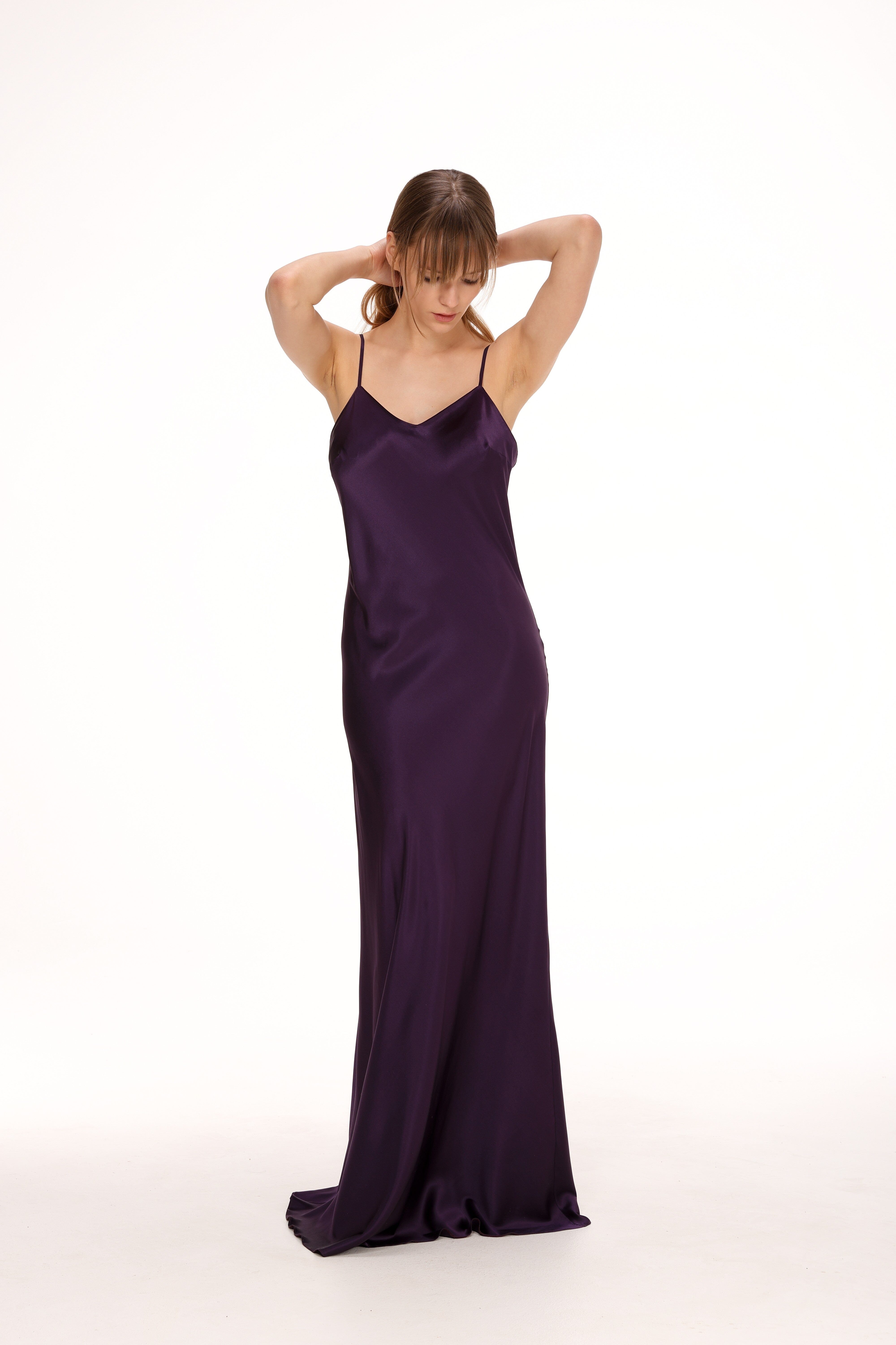  Maxi Silk Slip in Plum Product Amoralle