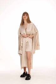  Midi Silk Robe in Light Beige Product Amoralle