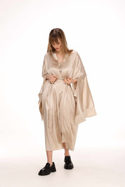  Midi Silk Robe in Light Beige Product Amoralle