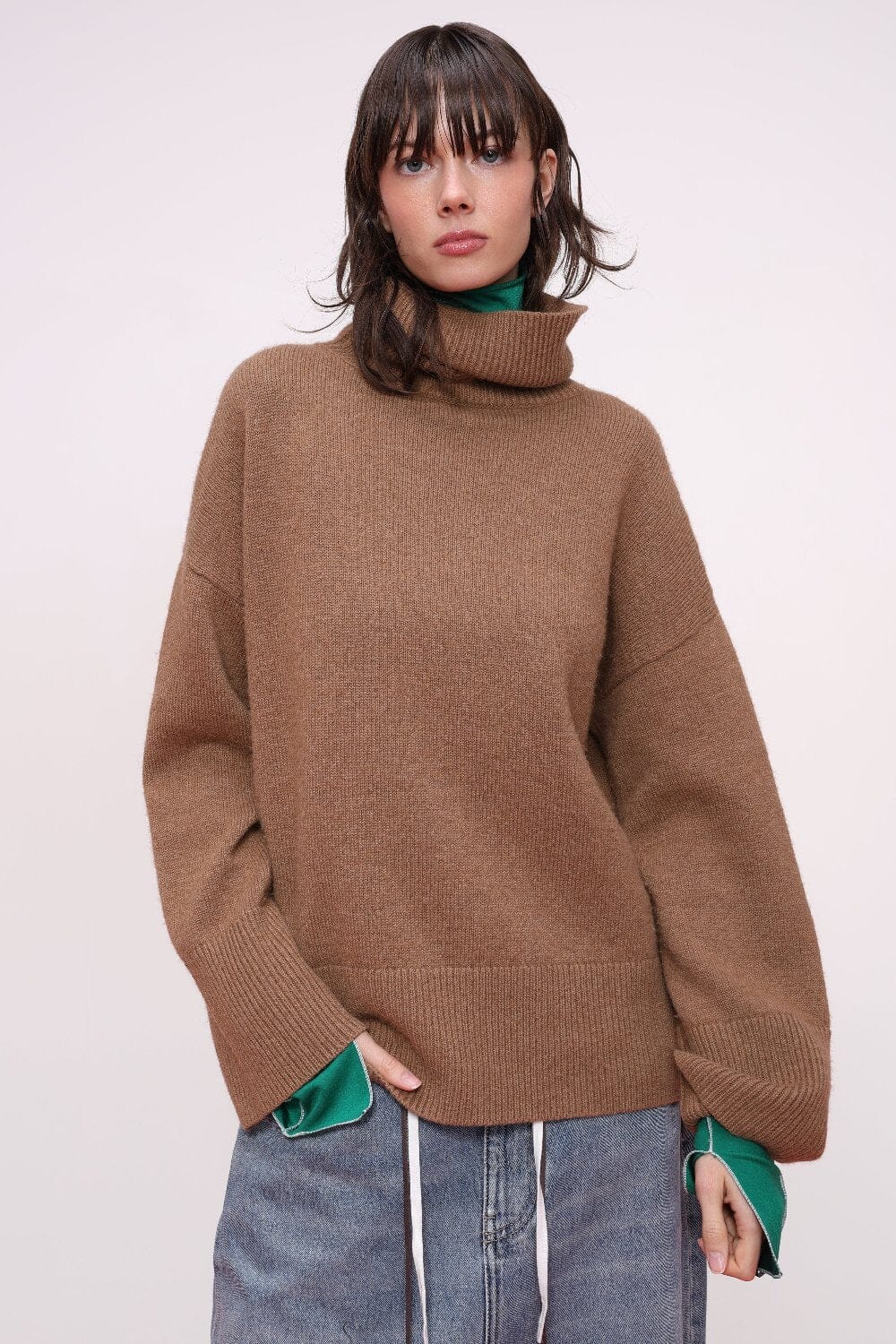  Natural Camel Wool Turtleneck Sweater Product Amoralle