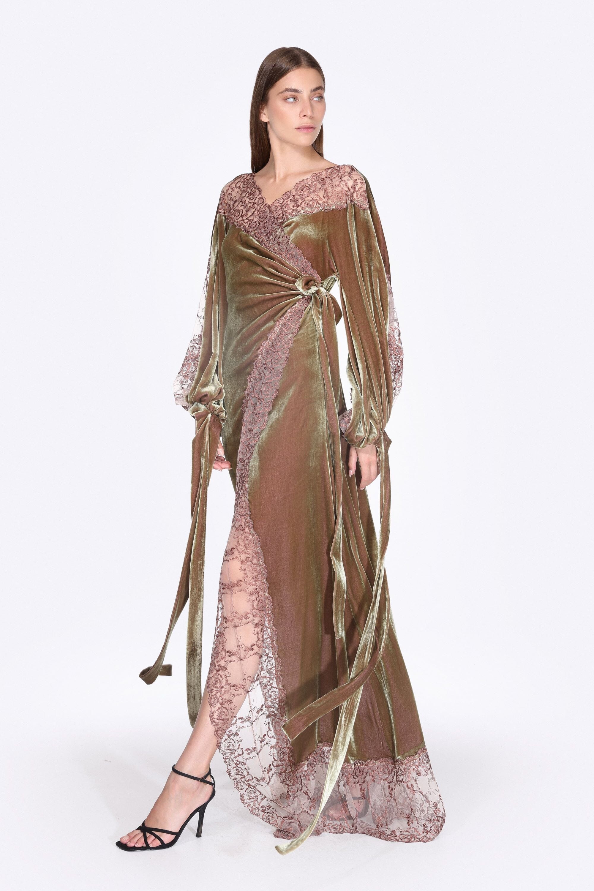  Nostalgia in Silk Olive Robe Product Amoralle