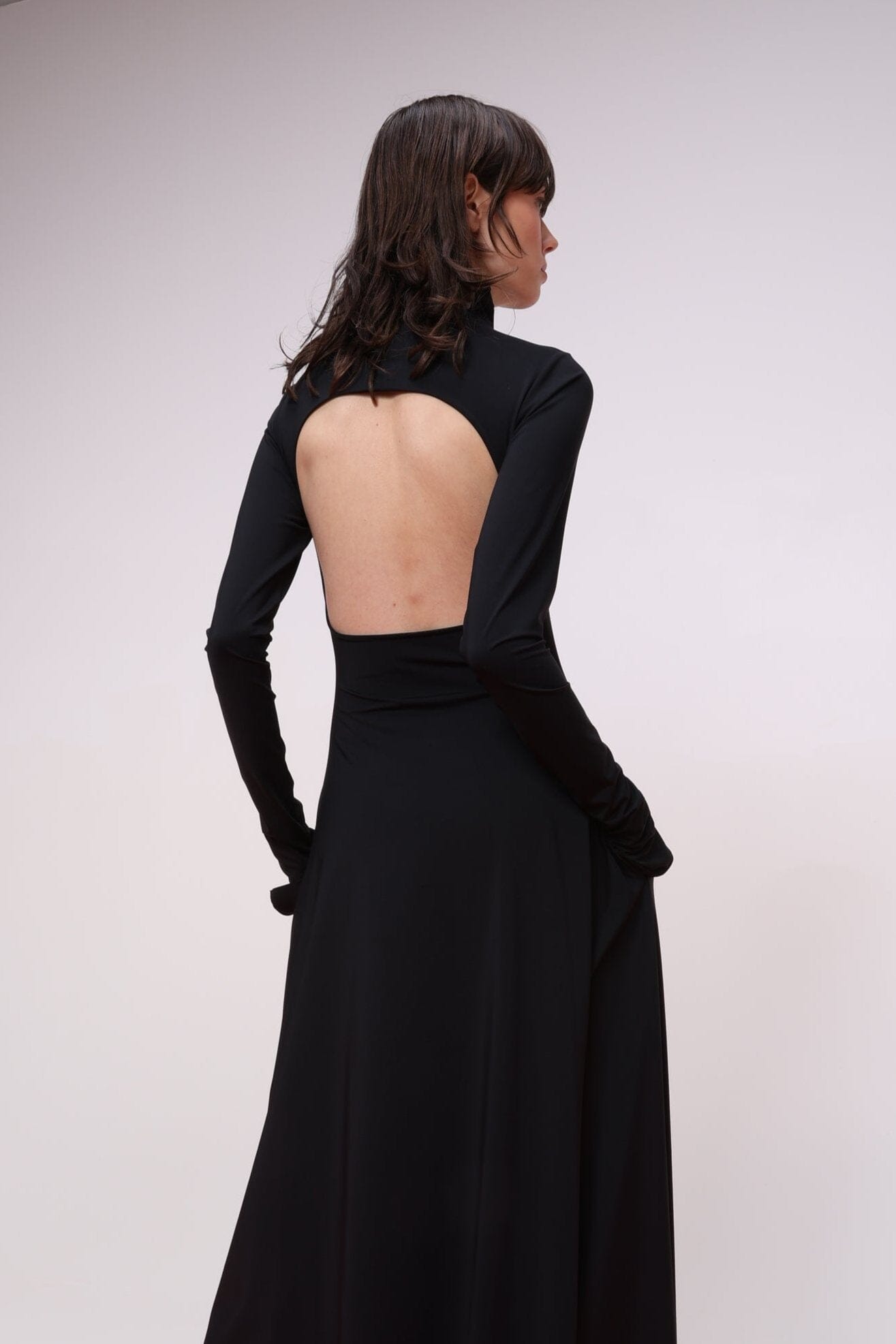  Open Back Turtleneck Midi Dress Product Amoralle