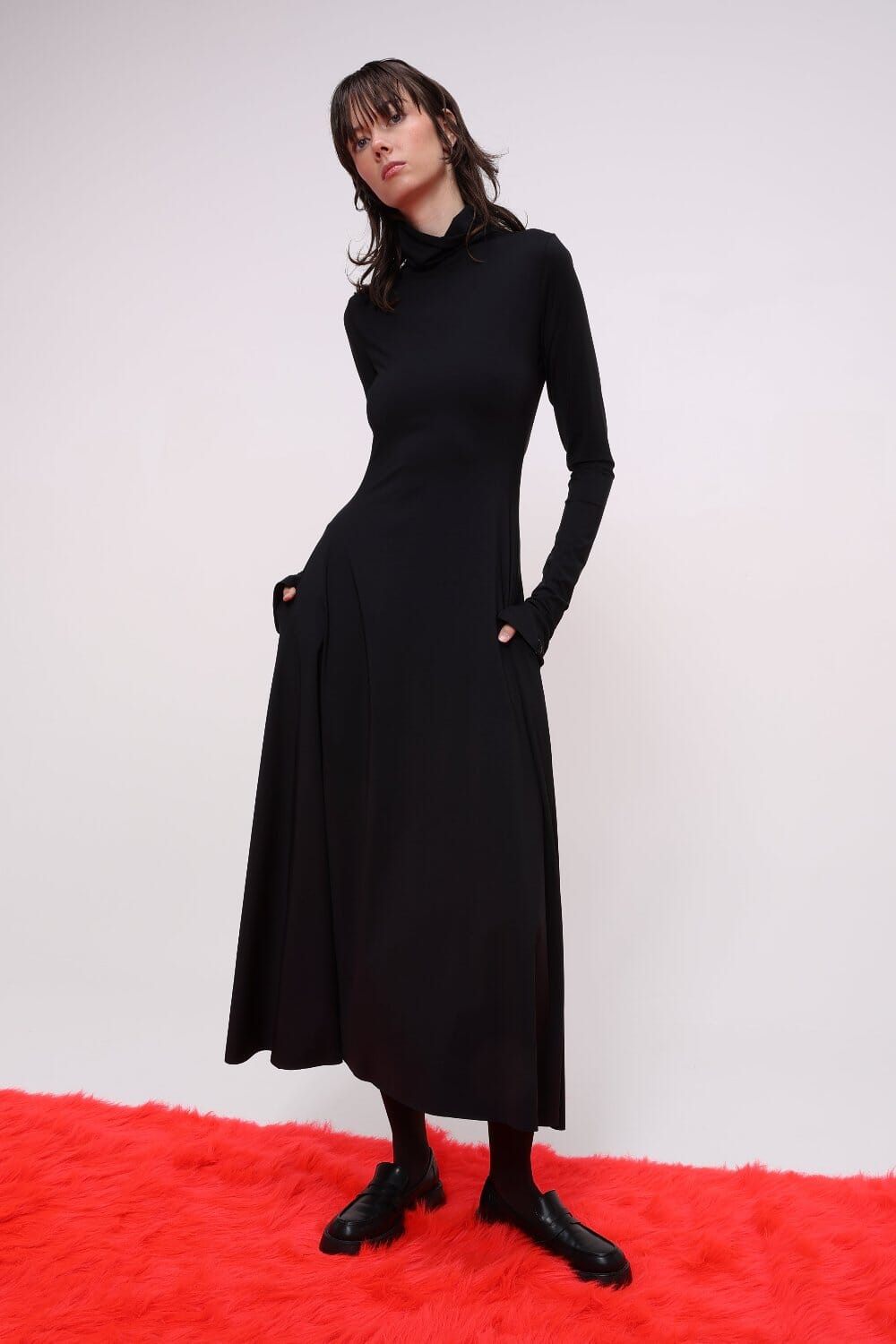  Open Back Turtleneck Midi Dress Product Amoralle