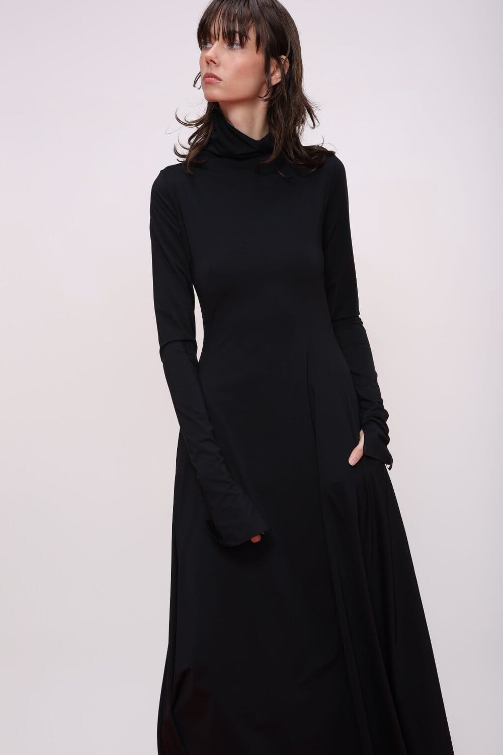  Open Back Turtleneck Midi Dress Product Amoralle