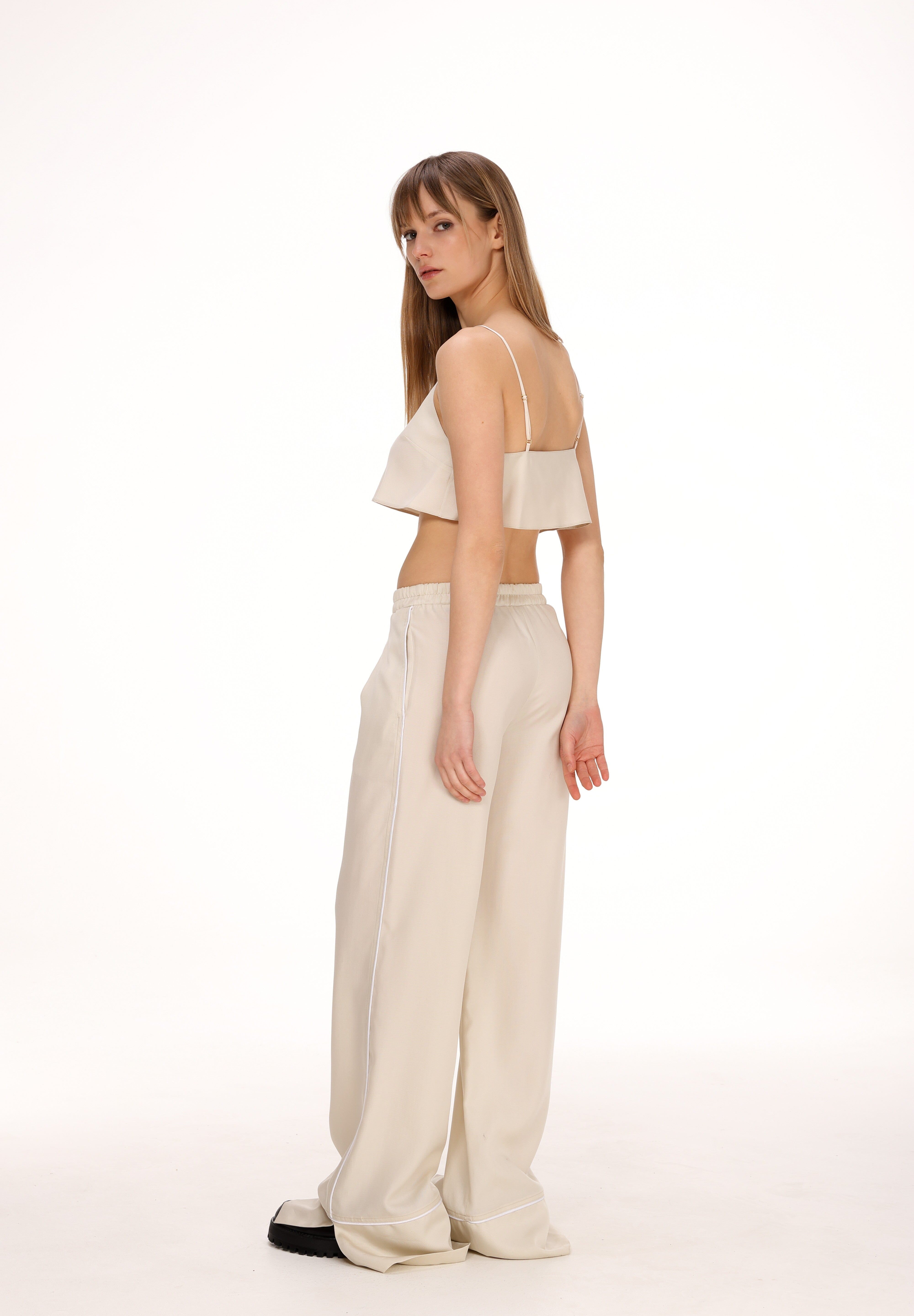  Pants with Slit in White Amoralle